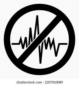 Prohibición del ruido. No hay ruido. Prohibición de volumen. Mantente callado. Silencio. Silencio. Icono del vector.