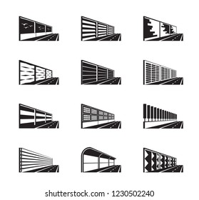 Noise barriers on highway - vector illustration