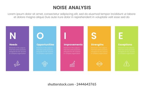 noise business strategic infographic with height rectangle shape balance with 5 points for slide presentation