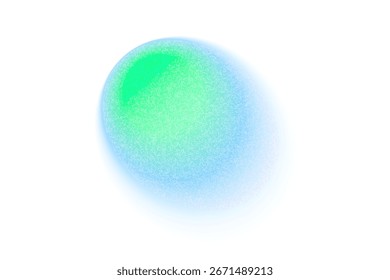 Forma de gradiente de cor de ruído. Esfera abstrata azul e verde. Fundo macio circular claro para efeito de brilho radial neon. Ilustração vetorial