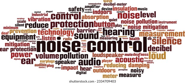 Noise control word cloud concept. Collage made of words about nise control. Vector illustration 