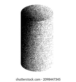 Noise destroyed cylinder logo . Trendy grainy shapes . Graph print texture .Spray effect .Grunge texture . Distressed element .vector roller