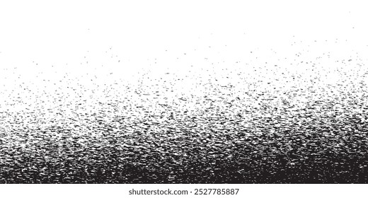 Fondo de grano de punto de ruido con textura grunge gradiente, efecto de desvanecimiento de semitono de Vector. Ruido de grano Abstractas de puntos irregulares negros o monocromo granulado. EPS10.