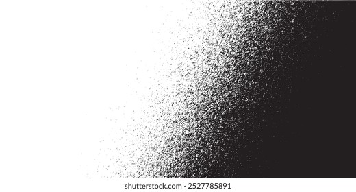 Rauschen Punkt Korn Hintergrund mit Farbverlauf Grunge Textur, Vektor Halbton Fade Effekt. Abstraktes Kornrauschen von schwarzen unregelmäßigen Punkten oder körnigen Monochromen. eps10.