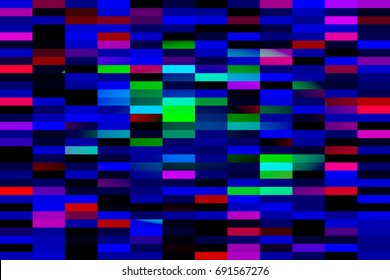 Noise, glitch, screen of monitor. Spoiled display. Abstract background with blue squares. Vector illustration.