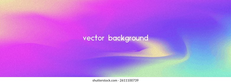 Noise Gradient Background. Abstract Grainy Bg In Pink, Purple And Blue Colors. Iridescent Hologram. Pearlescent Holographic Texture With Rainbow Foil. Modern Film Photo With Fluorescent Dust