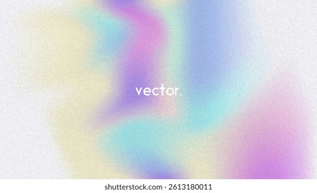 Noise Gradient Background. Abstract Grainy Bg In Pink, Purple And Blue Colors. Iridescent Hologram. Pearlescent Holographic Texture With Rainbow Foil. Grunge Blur Backdrop In Silver Mesh