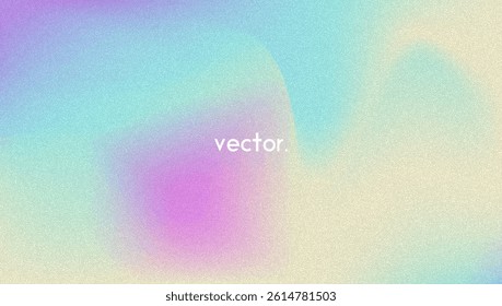 Noise Gradient Background. Abstract Grainy Bg In Pink, Purple And Blue Colors. Iridescent Hologram. Pearlescent Holographic Texture With Rainbow Foil. Light Chrome Screen With Lens Glow Effect