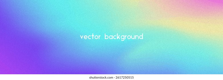 Noise Gradient Background. Abstract Grainy Bg In Pink, Purple And Blue Colors. Iridescent Hologram. Pearlescent Holographic Texture With Rainbow Foil. Trendy Metal Shape With Pastel Gradation