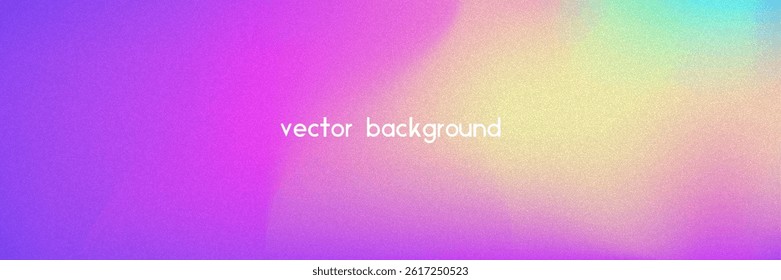 Noise Gradient Background. Abstract Grainy Bg In Pink, Purple And Blue Colors. Iridescent Hologram. Pearlescent Holographic Texture With Rainbow Foil. Retro Vector Design With Pastel Ink