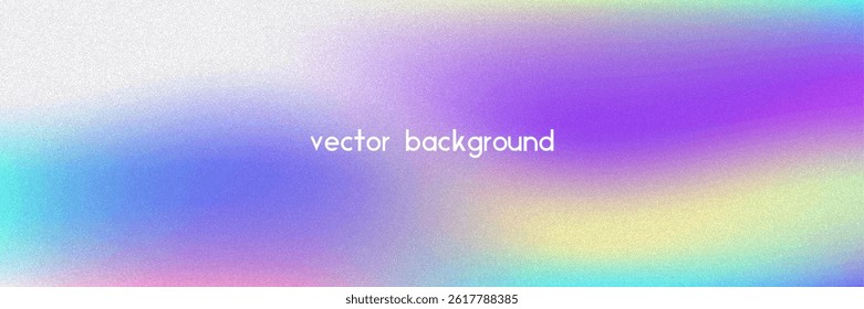 Noise Gradient Background. Abstract Grainy Bg In Pink, Purple And Blue Colors. Iridescent Hologram. Pearlescent Holographic Texture With Rainbow Foil. Light Chrome Screen With Lens Glow Effect