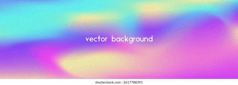 Noise Gradient Background. Abstract Grainy Bg In Pink, Purple And Blue Colors. Iridescent Hologram. Pearlescent Holographic Texture With Rainbow Foil. Chrome Backdrop With Pearl Fluid Effect