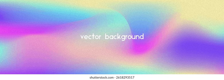 Noise Gradient Background. Abstract Grainy Bg In Pink, Purple And Blue Colors. Iridescent Hologram. Pearlescent Holographic Texture With Rainbow Foil. Soft Pastel Mesh With Neon Glow And Blur
