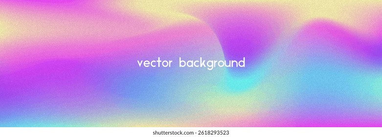 Noise Gradient Background. Abstract Grainy Bg In Pink, Purple And Blue Colors. Iridescent Hologram. Pearlescent Holographic Texture With Rainbow Foil. Grunge Blur Backdrop In Silver Mesh