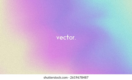 Noise Gradient Background. Abstract Grainy Bg In Pink, Purple And Blue Colors. Iridescent Hologram. Pearlescent Holographic Texture With Rainbow Foil. Trendy Metal Shape With Pastel Gradation