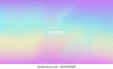 Noise Gradient Background. Abstract Grainy Bg In Pink, Purple And Blue Colors. Iridescent Hologram. Pearlescent Holographic Texture With Rainbow Foil. Smooth Gradation In Fluorescent Ink