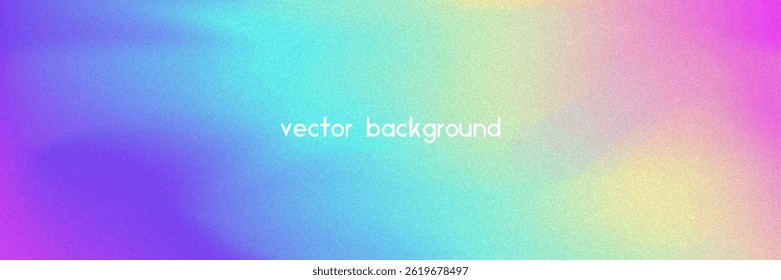 Noise Gradient Background. Abstract Grainy Bg In Pink, Purple And Blue Colors. Iridescent Hologram. Pearlescent Holographic Texture With Rainbow Foil. Retro Vector Design With Pastel Ink