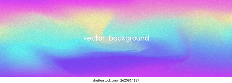 Fondo de gradiente de ruido. Abstractas Bolso Granulado En Colores Rosa, Púrpura Y Azul. Holograma irisado. Textura Holográfica Perlescente Con Lámina De Arco Iris. Cubierta lisa del cromo con el neón vibrante