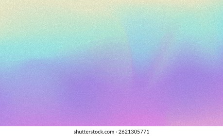 Noise Gradient Background. Abstract Grainy Bg In Pink, Purple And Blue Colors. Iridescent Hologram. Pearlescent Holographic Texture With Rainbow Foil. Aesthetic Silver Glow On Mesh Paper