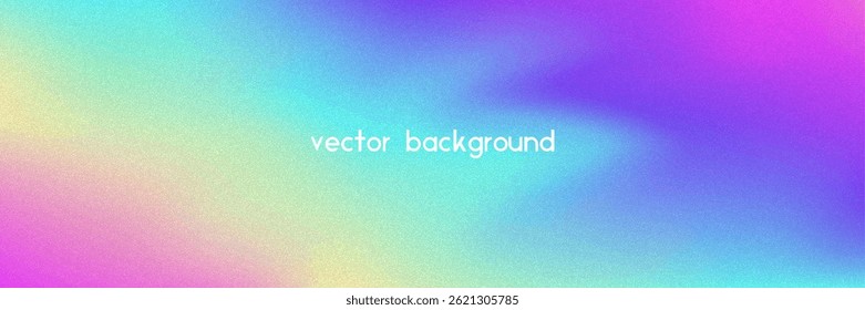 Noise Gradient Background. Abstract Grainy Bg In Pink, Purple And Blue Colors. Iridescent Hologram. Pearlescent Holographic Texture With Rainbow Foil. Dust Overlay On Aesthetic Summer Wall