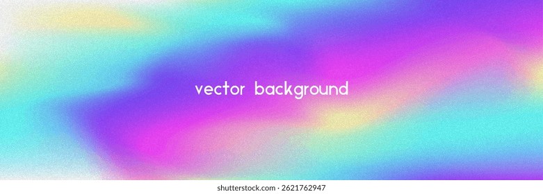 Fundo de gradiente de ruído. Abstrato Bg Granulado Nas Cores Rosa, Roxa E Azul. Holograma Iridescente. Textura Holográfica Pearlescente Com Folha De Arco-Íris. Parede de verão com efeito de poeira de aquarela