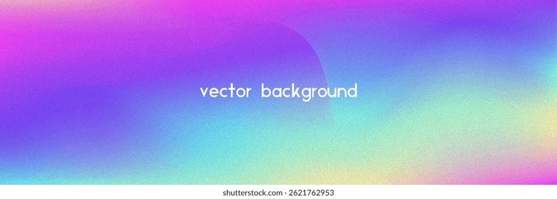 Noise Gradient Background. Abstract Grainy Bg In Pink, Purple And Blue Colors. Iridescent Hologram. Pearlescent Holographic Texture With Rainbow Foil. Soft Pastel Mesh With Neon Glow And Blur