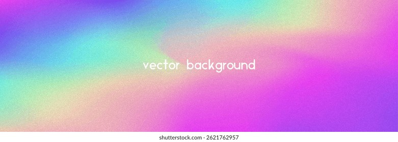 Noise Gradient Background. Abstract Grainy Bg In Pink, Purple And Blue Colors. Iridescent Hologram. Pearlescent Holographic Texture With Rainbow Foil. Ink Effect With Watercolor Cloud Wave