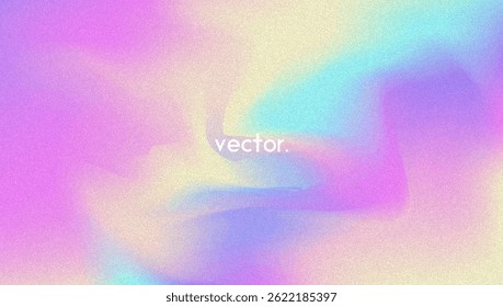 Noise Gradient Background. Abstract Grainy Bg In Pink, Purple And Blue Colors. Iridescent Hologram. Pearlescent Holographic Texture With Rainbow Foil. Fluorescent Light On Soft Paper Blend