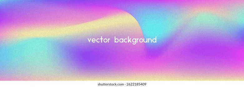 Noise Gradient Background. Abstract Grainy Bg In Pink, Purple And Blue Colors. Iridescent Hologram. Pearlescent Holographic Texture With Rainbow Foil. Soft Wave Filter In 3d Vector Backdrop