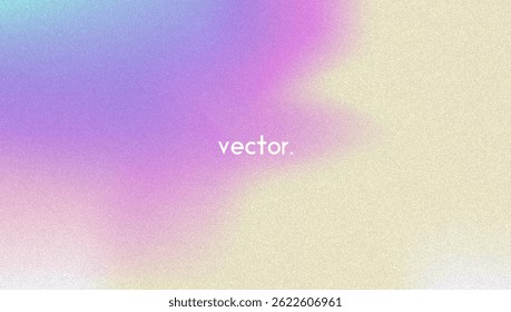 Noise Gradient Background. Abstract Grainy Bg In Pink, Purple And Blue Colors. Iridescent Hologram. Pearlescent Holographic Texture With Rainbow Foil. Soft Wave Filter In 3d Vector Backdrop