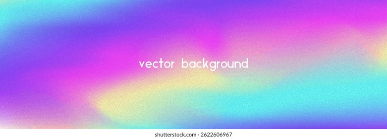 Fondo de gradiente de ruido. Abstractas Bolso Granulado En Colores Rosa, Púrpura Y Azul. Holograma irisado. Textura Holográfica Perlescente Con Lámina De Arco Iris. Viejo Filtrar De Película Sobre Fondo Pastel