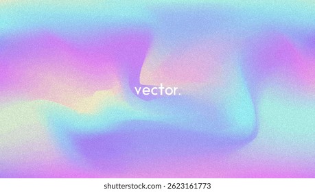 Fondo de gradiente de ruido. Abstractas Bolso Granulado En Colores Rosa, Púrpura Y Azul. Holograma irisado. Textura Holográfica Perlescente Con Lámina De Arco Iris. Foto de película moderna con polvo fluorescente