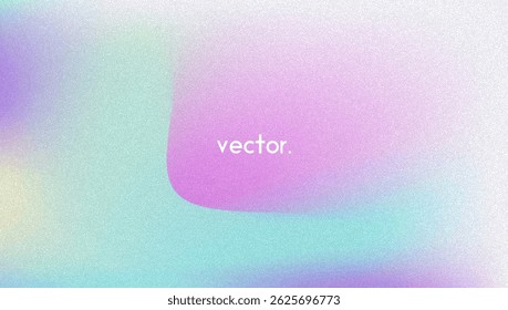 Rauschverlauf-Hintergrund Abstrakter, körniger BG in den Farben Rosa, Lila und Blau. Irisierendes Hologramm. Perlglanz holografische Textur mit Regenbogenfolie. Trendy Metallform mit Pastellabstufung