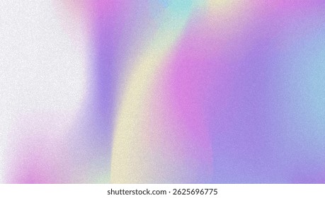 Noise Gradient Background. Abstract Grainy Bg In Pink, Purple And Blue Colors. Iridescent Hologram. Pearlescent Holographic Texture With Rainbow Foil. Smooth Chrome Cover With Vibrant Neon