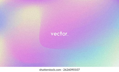 Noise Gradient Background. Abstract Grainy Bg In Pink, Purple And Blue Colors. Iridescent Hologram. Pearlescent Holographic Texture With Rainbow Foil. Aesthetic Silver Glow On Mesh Paper