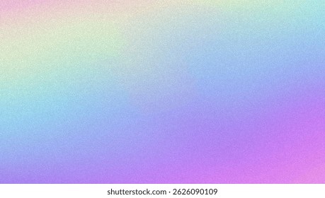 Noise Gradient Background. Abstract Grainy Bg In Pink, Purple And Blue Colors. Iridescent Hologram. Pearlescent Holographic Texture With Rainbow Foil. Dynamic Mesh Splash With Watercolor Cloud