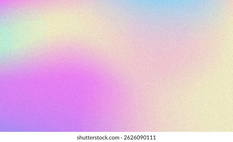 Noise Gradient Background. Abstract Grainy Bg In Pink, Purple And Blue Colors. Iridescent Hologram. Pearlescent Holographic Texture With Rainbow Foil. Liquid Paint Wave With Elegant Shine
