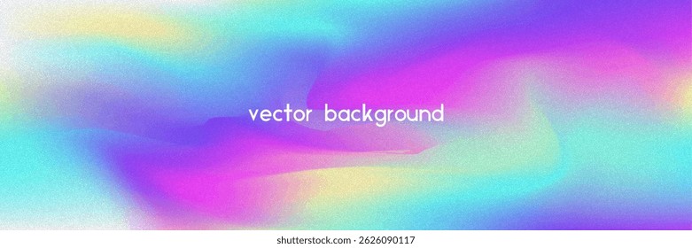 Fundo de gradiente de ruído. Abstrato Bg Granulado Nas Cores Rosa, Roxa E Azul. Holograma Iridescente. Textura Holográfica Pearlescente Com Folha De Arco-Íris. Filtro de Onda Suave no Fundo do Vetor 3D