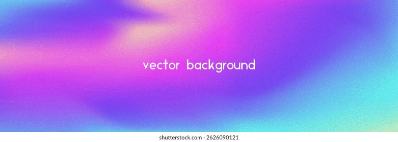 Noise Gradient Background. Abstract Grainy Bg In Pink, Purple And Blue Colors. Iridescent Hologram. Pearlescent Holographic Texture With Rainbow Foil. Old Movie Filter On Pastel Backdrop