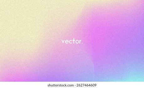 Fundo de gradiente de ruído. Abstrato Bg Granulado Nas Cores Rosa, Roxa E Azul. Holograma Iridescente. Textura Holográfica Pearlescente Com Folha De Arco-Íris. Design de vetor retro com tinta pastel