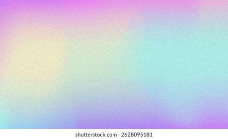 Noise Gradient Background. Abstract Grainy Bg In Pink, Purple And Blue Colors. Iridescent Hologram. Pearlescent Holographic Texture With Rainbow Foil. Dust Overlay On Aesthetic Summer Wall