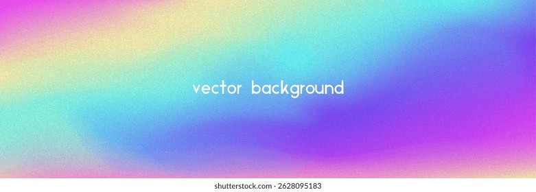 Noise Gradient Background. Abstract Grainy Bg In Pink, Purple And Blue Colors. Iridescent Hologram. Pearlescent Holographic Texture With Rainbow Foil. Soft Wave Filter In 3d Vector Backdrop