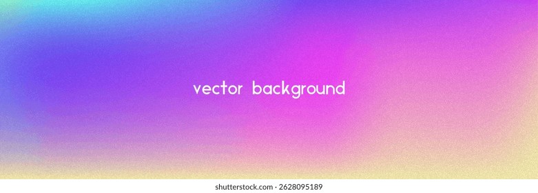 Noise Gradient Background. Abstract Grainy Bg In Pink, Purple And Blue Colors. Iridescent Hologram. Pearlescent Holographic Texture With Rainbow Foil. Retro Vector Design With Pastel Ink