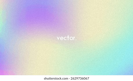 Noise Gradient Background. Abstract Grainy Bg In Pink, Purple And Blue Colors. Iridescent Hologram. Pearlescent Holographic Texture With Rainbow Foil. Modern Film Photo With Fluorescent Dust