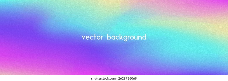 Fundo de gradiente de ruído. Abstrato Bg Granulado Nas Cores Rosa, Roxa E Azul. Holograma Iridescente. Textura Holográfica Pearlescente Com Folha De Arco-Íris. Efeito De Queimadura Plástica Com Transição De Néon