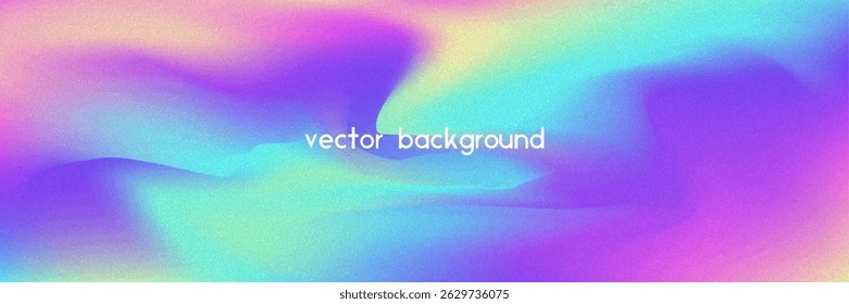 Noise Gradient Background. Abstract Grainy Bg In Pink, Purple And Blue Colors. Iridescent Hologram. Pearlescent Holographic Texture With Rainbow Foil. Dynamic Plastic Glow And Neon Flow