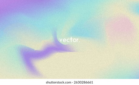Rauschverlauf-Hintergrund Abstrakter, körniger BG in den Farben Rosa, Lila und Blau. Irisierendes Hologramm. Perlglanz holografische Textur mit Regenbogenfolie. Staubauflage auf ästhetischer Sommerwand