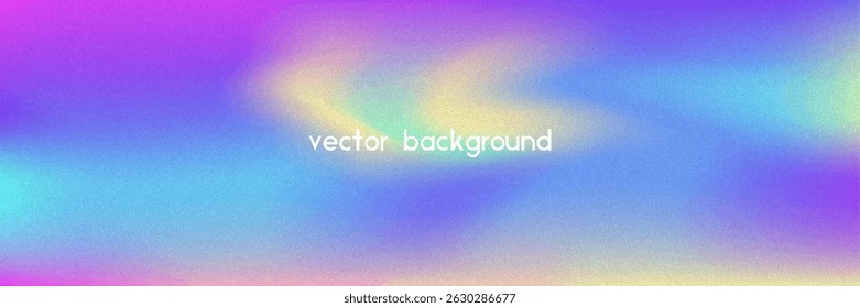 Noise Gradient Background. Abstract Grainy Bg In Pink, Purple And Blue Colors. Iridescent Hologram. Pearlescent Holographic Texture With Rainbow Foil. Modern Film Photo With Fluorescent Dust