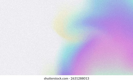 Noise Gradient Background. Abstract Grainy Bg In Pink, Purple And Blue Colors. Iridescent Hologram. Pearlescent Holographic Texture With Rainbow Foil. Chrome Backdrop With Pearl Fluid Effect