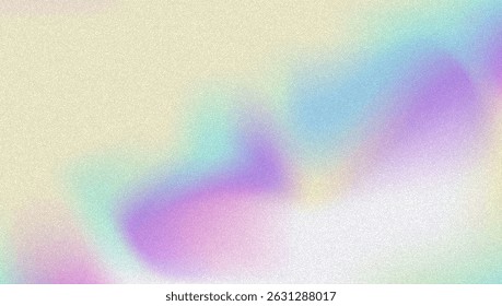 Noise Gradient Background. Abstract Grainy Bg In Pink, Purple And Blue Colors. Iridescent Hologram. Pearlescent Holographic Texture With Rainbow Foil. Dust Overlay On Aesthetic Summer Wall